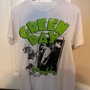 Hot Topic Green Day Dookie T-Shirt - White and Green